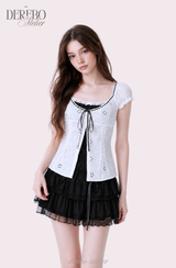 Mint Mocha Eyelet Blouse