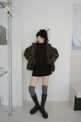 velvet cancan banding mini skirt