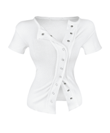 Kelly Snap Button Ribbed Top (4color)