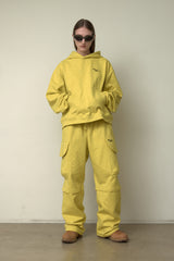 Back point shirring cargo sweat pants (Melange Yellow)