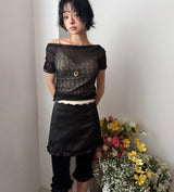 SATIN FRILL MINI SKIRT