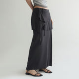 [Kanode] String Layered Long Skirt - 2color