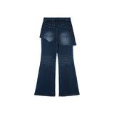 Herringbone Damage Cutting Skirt Pants (INDIGO)