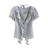 Maria Check Frill Blouse