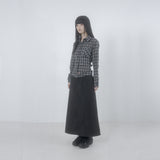 Folded check maxi skirt 001