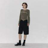 Cutout crop tee Khaki