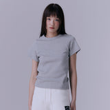 90's scallop stitch neck t-shirt (GREY)