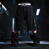 SEXXDEVIL Detachable 2-in-1 washed raw-edge jeans