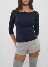 [B-BASIC] Tension Standard Henley Neck 3/4 Sleeve T-shirt (2size)