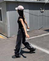 (Unisex) トラックデニムパンツ