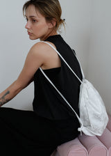Flower Satin Backpack_White