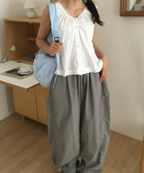 Dabin Lace Shirring Button Sleeveless Blouse 2 Colors