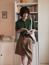 Melting line boucle collar knit