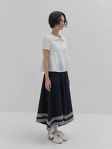 シアーサッカーフレアドマキシスカート (Navy)