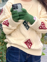  Let It Snow Label Gloves (Green)