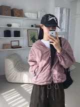 [MADE] Pained metal shirring balloon hood windbreaker two-way zip-up