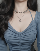 [Baby Monster Rora Necklace] Balletcore Moon Layered Necklace (Surgical Steel)