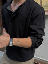 Thorpe layered long-sleeve henley neck