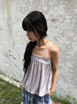 Micelle button balloon layered strap sleeveless