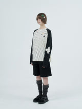 patched raglen t-shirts / white