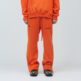 Side Open Sweat Pants Red Orange