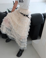 Cancan see-through see-through long skirt