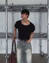 [LANARCH] ベーシックUネック半袖Tシャツ
