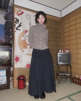Cotton Vintage Check Flare Long Skirt