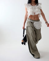 Punching lace pocket layered strap belt