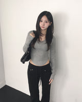 バンディングコットンブーツカットパンツ
