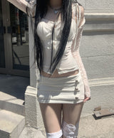 Arzen strap lace top (white)