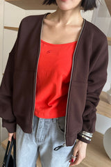 フォーシーズンスウェットジップアップ_BROWN