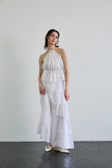 PEARL HALTERNECK TOP / WHITE