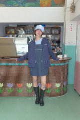 CAKE DOT LACE UP HOODIE (NAVY)