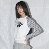 Fy パッチストライプラグランTシャツ (ホワイト) F25QB082