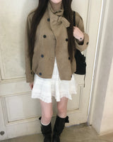 Suede crop trench jacket