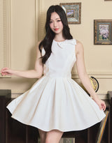 [LADY LINE] オフィーリアリボンポイントスリーブレスショートバルーンドレス ホワイト