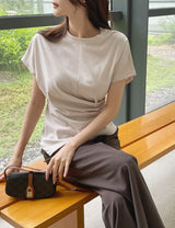 Chable Shirring Wrap Span Short Sleeve T-Shirt