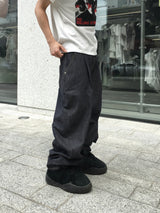 ジェフワンプリーツ ローワイドデニムパンツ