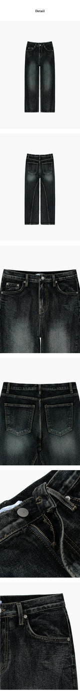 [F/W] Deep blue curve denim pants