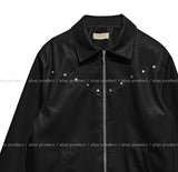 Dutch rivet semi-crop leather jacket