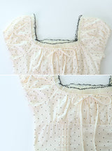 #RS Dot Puff Frill Short Sleeve Blouse + Scrunchie Set