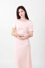 オフショルダースリットロングワンピース Pink