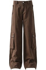Deconstructed Wide-Leg Cargo Pants