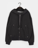 Heating Rivet Pocket Two Way Sweat Hoodie Zip-Up