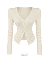 Sasha Deep V-Neck Cardigan (6color)