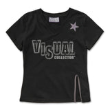 スターアップリケスリットTシャツ [ブラック]