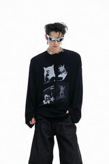 アートプリントロングスリーブT