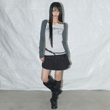 Heavenly Off-Shoulder Long Sleeve (Charcoal) F25QB084
