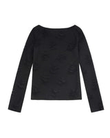 ディストレスドカウルネックTシャツ _ BLACK